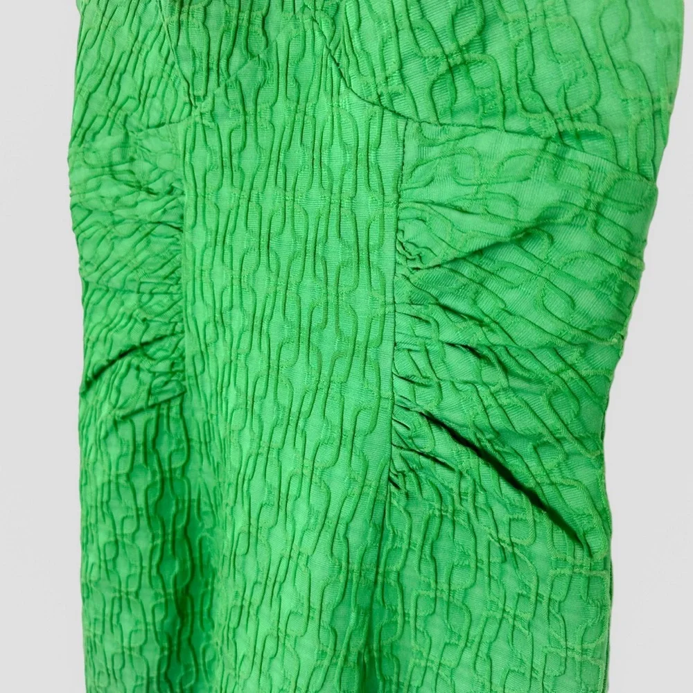 VTG Adrianna Papell Dress 1990's Green V-neck Ruching Short Sleeve Size 4 Trad